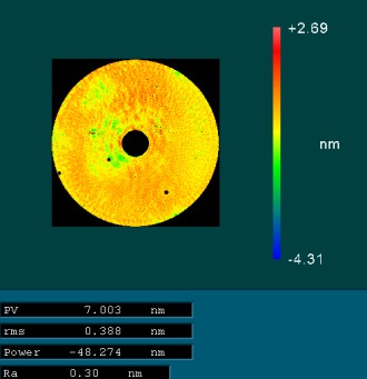 SiO2 after ion beam polishing peak valley 7,003 nm