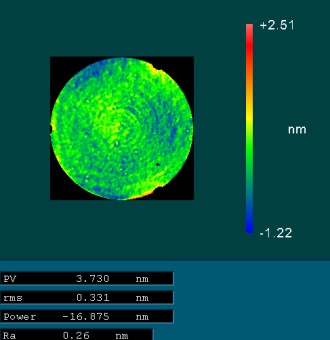 ULE Glas poliert Ionenstrahl Peak Valley 3,73 nm